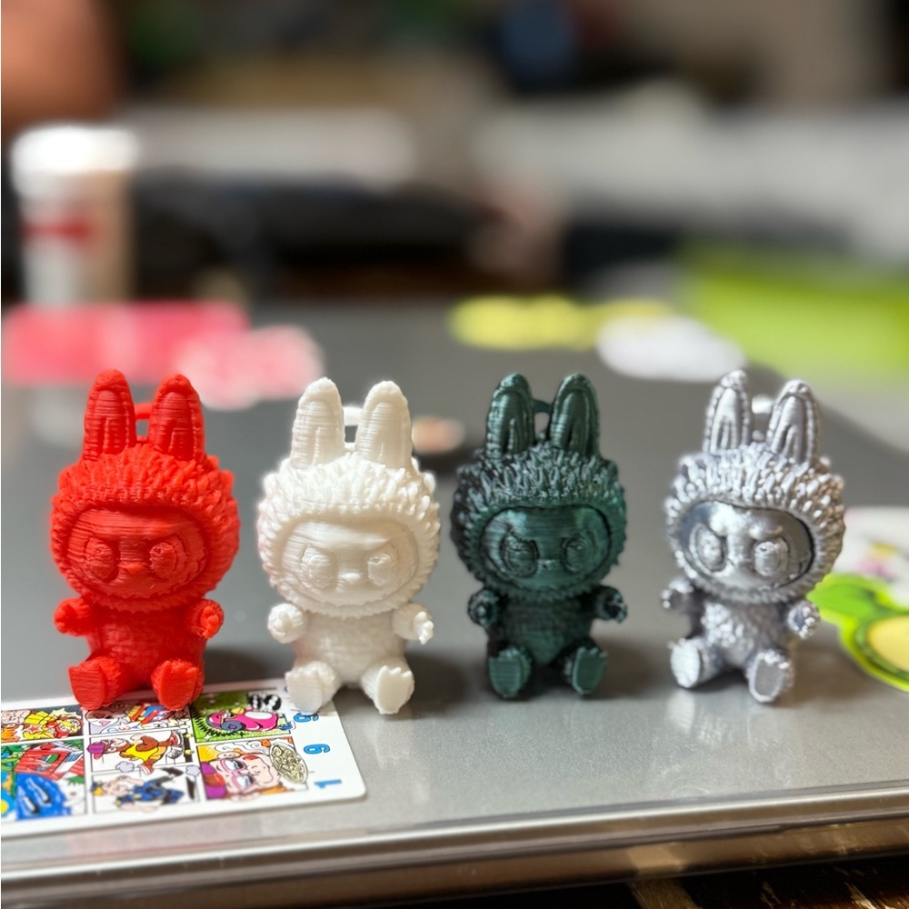Set of five 3D Printed Labubu Keychain